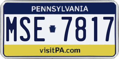 PA license plate MSE7817