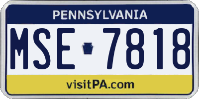 PA license plate MSE7818