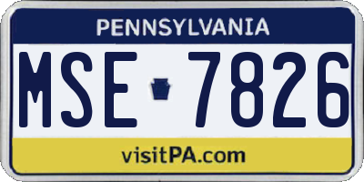 PA license plate MSE7826