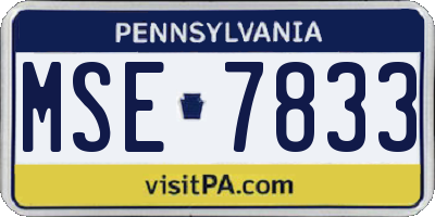 PA license plate MSE7833