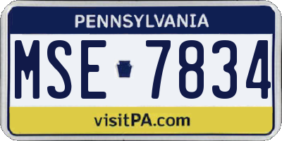 PA license plate MSE7834