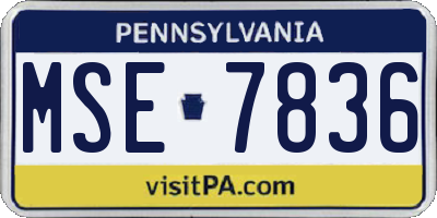 PA license plate MSE7836