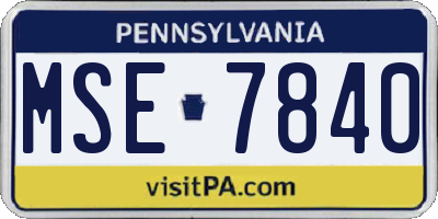PA license plate MSE7840