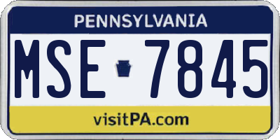 PA license plate MSE7845