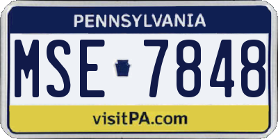 PA license plate MSE7848