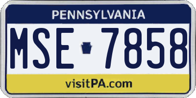 PA license plate MSE7858