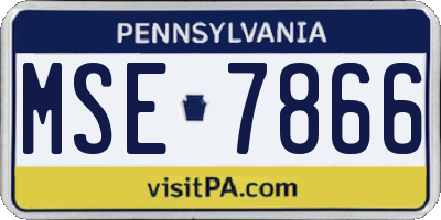 PA license plate MSE7866