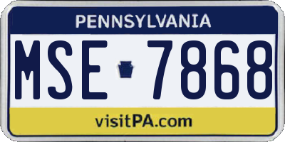 PA license plate MSE7868