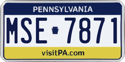 PA license plate MSE7871