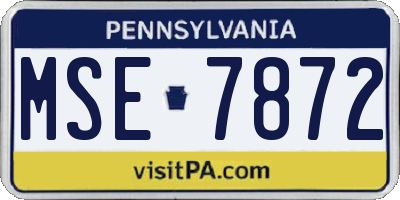 PA license plate MSE7872