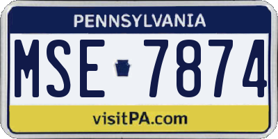 PA license plate MSE7874