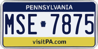 PA license plate MSE7875