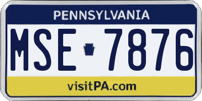 PA license plate MSE7876