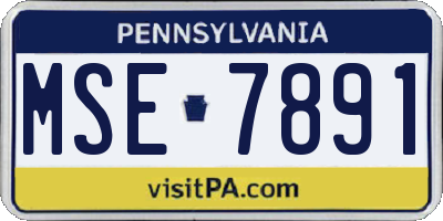 PA license plate MSE7891