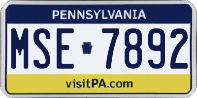 PA license plate MSE7892