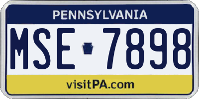 PA license plate MSE7898