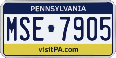 PA license plate MSE7905
