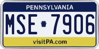 PA license plate MSE7906