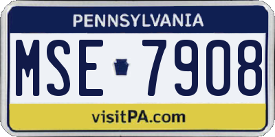 PA license plate MSE7908