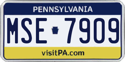 PA license plate MSE7909