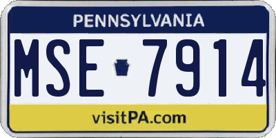 PA license plate MSE7914