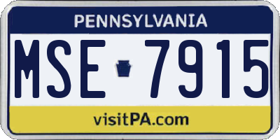 PA license plate MSE7915