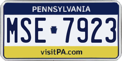 PA license plate MSE7923