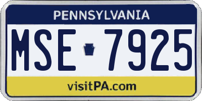 PA license plate MSE7925