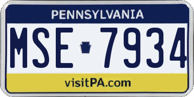 PA license plate MSE7934