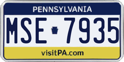 PA license plate MSE7935