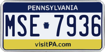 PA license plate MSE7936