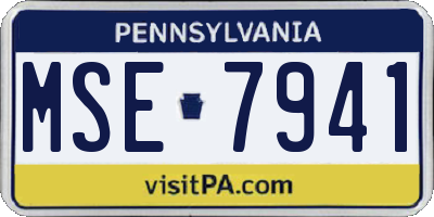 PA license plate MSE7941
