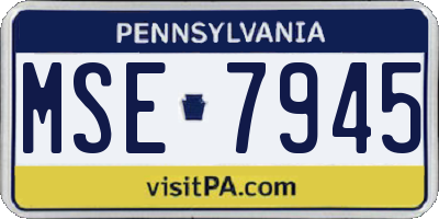 PA license plate MSE7945