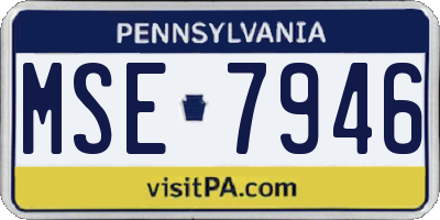 PA license plate MSE7946