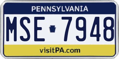 PA license plate MSE7948