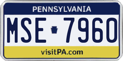 PA license plate MSE7960