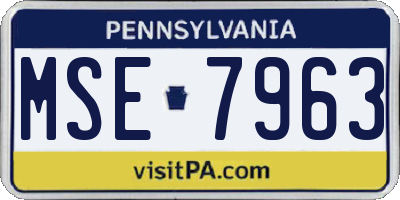 PA license plate MSE7963