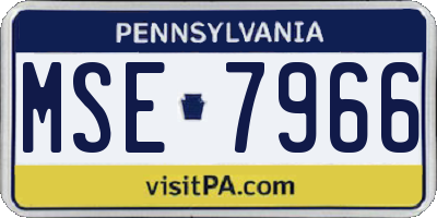 PA license plate MSE7966