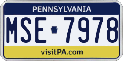 PA license plate MSE7978