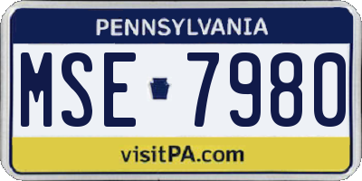 PA license plate MSE7980