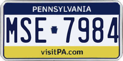 PA license plate MSE7984