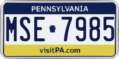 PA license plate MSE7985