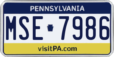 PA license plate MSE7986