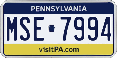 PA license plate MSE7994