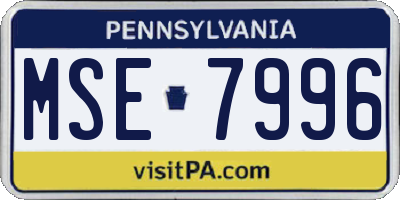 PA license plate MSE7996