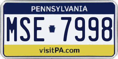 PA license plate MSE7998
