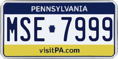 PA license plate MSE7999
