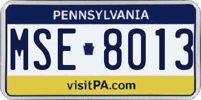 PA license plate MSE8013