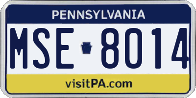 PA license plate MSE8014
