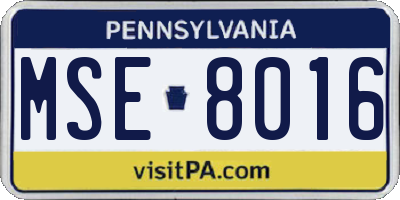 PA license plate MSE8016